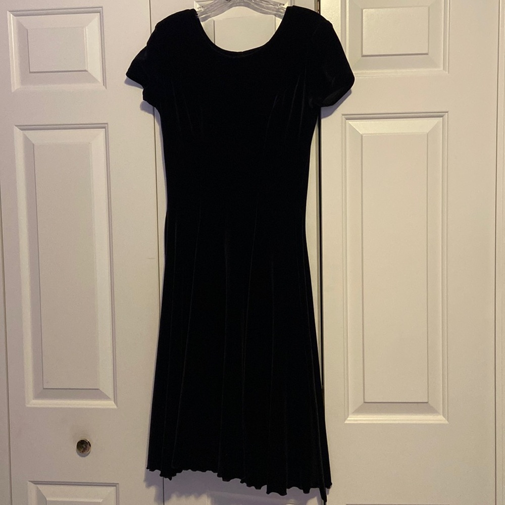 Black velvety knee length dress